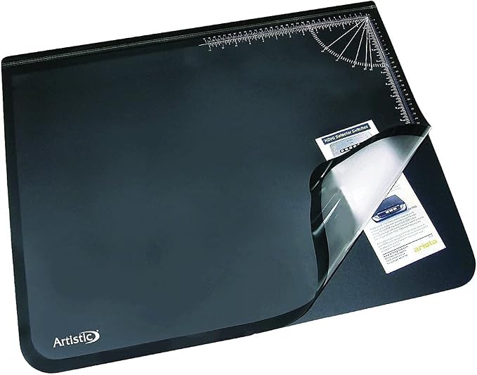 Artistic 41200 Office Products 20" x 31" Logo Pad Lift-top Desktop Organizer Desk Mat, Black/Clear