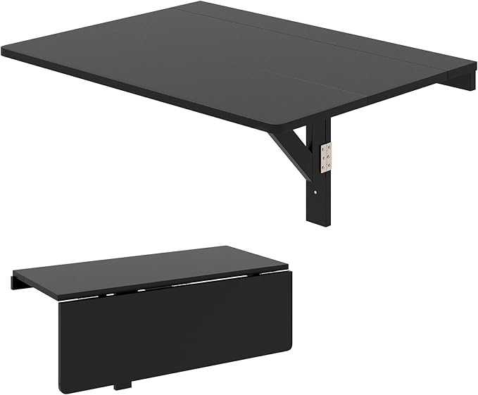 Tangkula 31.5" Wall Mounted Folding Desk, Drop-Leaf Floating Desk with Spacious Surface, Space-Saving Foldable Wall Table for Study, Bedroom, Bathroom, Balcony & Small Spaces