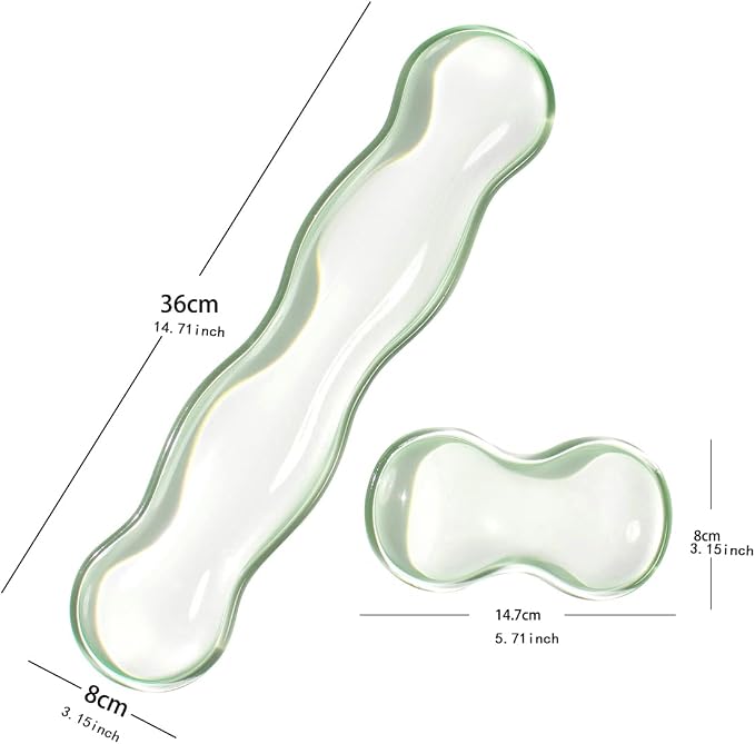Clear Gel Wrist Rest for Keyboard and Mouse, Green Silicone Mouse Wrist Rest Set, Cute Ergonomic Wrist Rest for Keyboard 60%/75%(Green)
