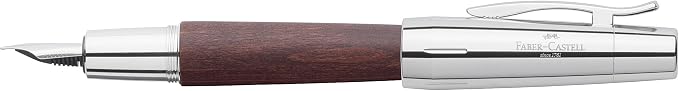 Faber-Castell e-motion Fountain Pen, Wood and Chrome Dark Brown - Broad