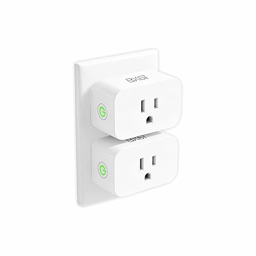 BXST Smart Plug, WiFi Smart Plugs Work with Alexa and Google Home, 15A/1800W Max, Smart Outlet Timer with APP Remote Control, Voice Control, 2.4GHz Wi-Fi, No Hub Required, CE FCC Listed, 2 Pack, White