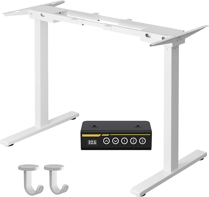Dual Motor Standing Desk Frame for 40-63 in Tops, 264 lb, White | Frame Only, Fits 40-63 x 24-28 in Tops, 28.3-46.5 in Height, 2+3 Controls, ≤45 dB, 264 lb Capacity