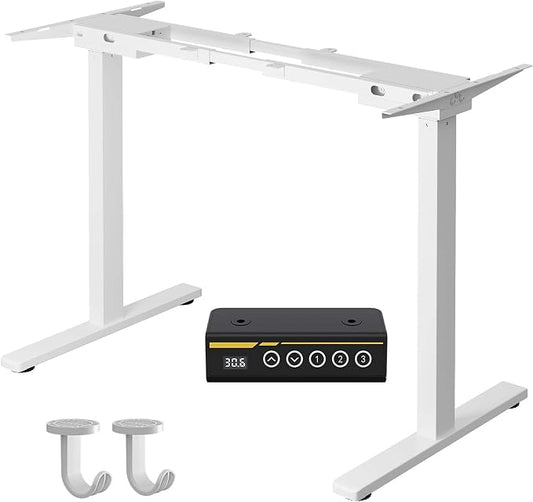 Dual Motor Standing Desk Frame for 40-63 in Tops, 264 lb, White | Frame Only, Fits 40-63 x 24-28 in Tops, 28.3-46.5 in Height, 2+3 Controls, ≤45 dB, 264 lb Capacity