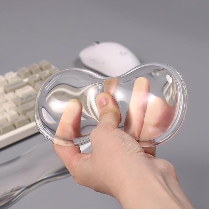 Clear Gel Wrist Rest for Mouse, White Silicone Mouse Wrist Rest, Relax Your Wrist, for Laptop Computer Office & Home (White-Short)