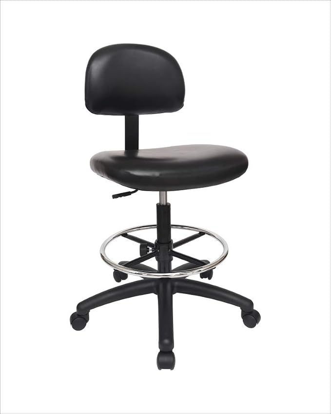 Medium Bench Height Task Chair for Labs, Exam Rooms, Doctor and Dentist Offices. Easy to Clean! 19.5"-27.5" Seat Ht. (Medium Bench Height, Black)