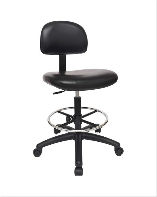Medium Bench Height Task Chair for Labs, Exam Rooms, Doctor and Dentist Offices. Easy to Clean! 19.5"-27.5" Seat Ht. (Medium Bench Height, Black)