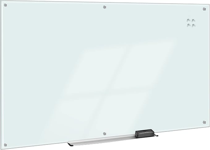 Amazon Basics Glass Dry-Erase Board, Magnetic Frameless Whiteboard, 96W" x 48H"