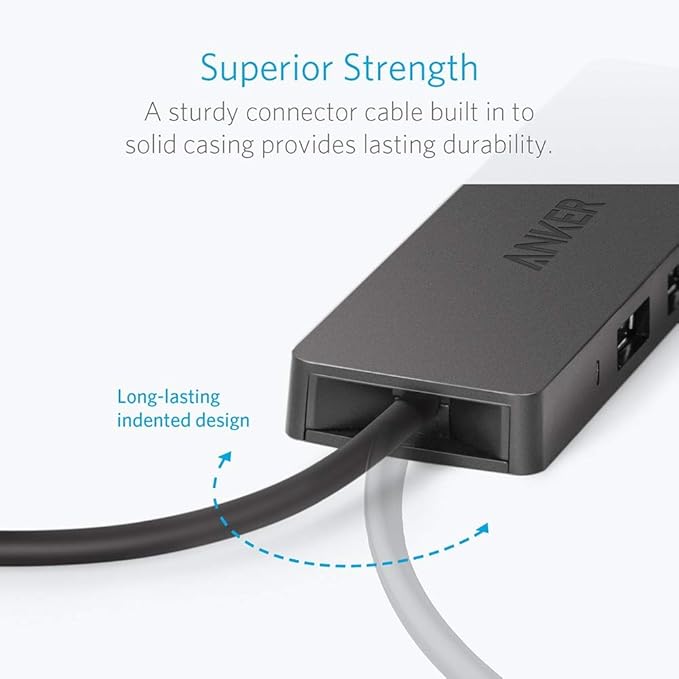 Anker USB Hub 4 Ports with 5Gbps Data Transfer, Multiple USB 3.0 Hub, USB Splitter for Laptop, Extender for A Port Laptop, PC, Desktop and More [Charging Not Supported](0.7 ft USB-A)