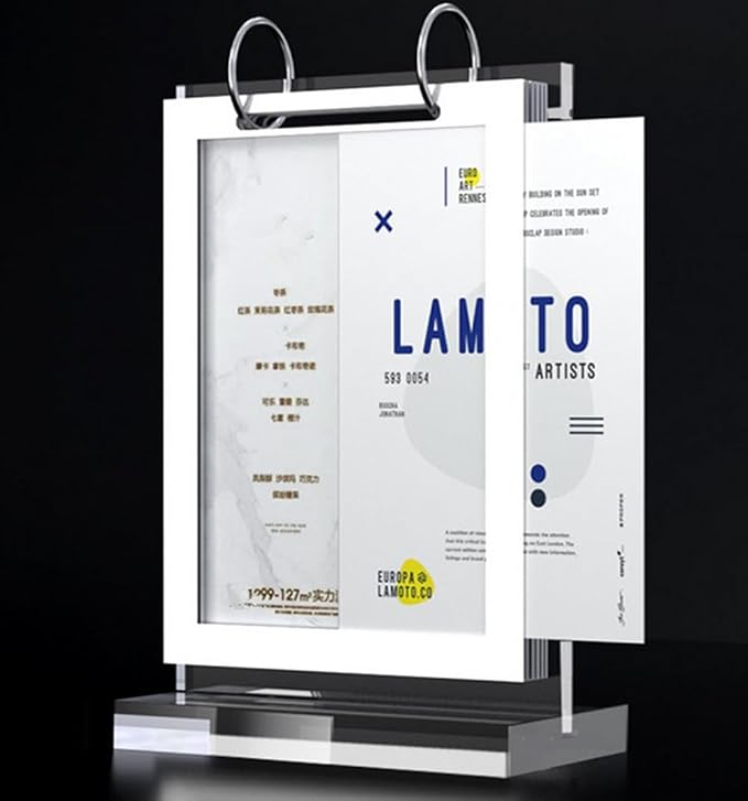 Clear Acrylic Sign Holder,Frames Desktop Double Display Holder "T" Type Menu Holders Flip Display 6 Pages-12 Sides Picture Paper Card Store Office Menu Retail Show Fair -Vertical (6X8")