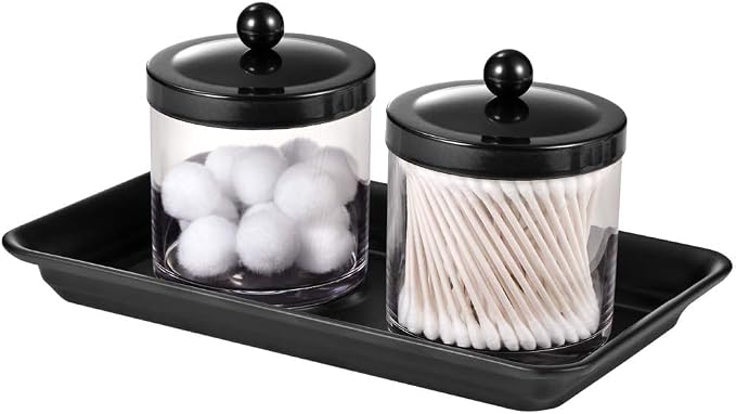 SheeChung Metal Vanity Tray, Bathroom Counter Storage Tray, Black 1 Pack | Sturdy Decorative Tray Holder, Farmhouse Vintage Decor Accessories for Perfume, Cosmetics, Jewelry, Makeup, Guest Hand Towel