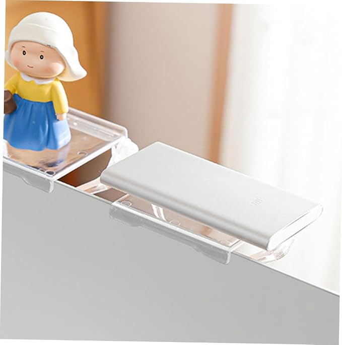 OUNONA 2pcs Monitor Top Storage Shelf Adjustable Transparent Bracket for Routers Small Devices No Drill Installation for Home Office Decor