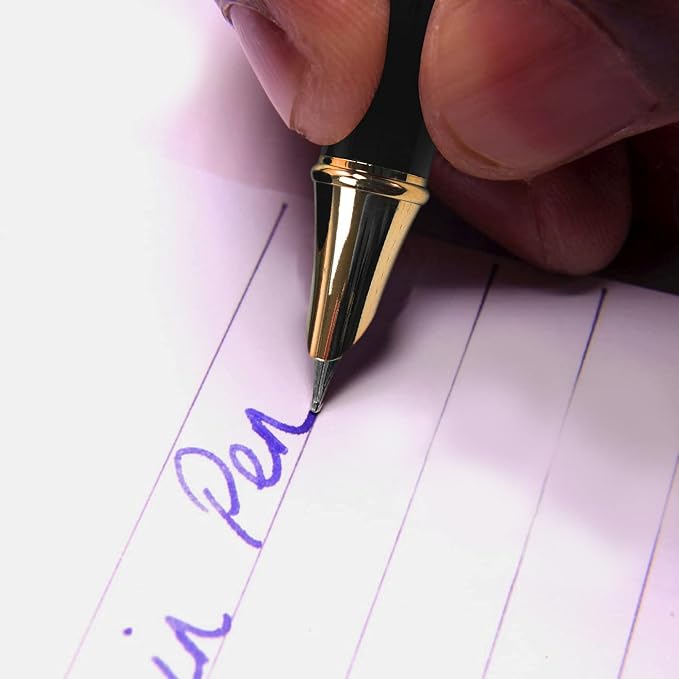 Dryden Designs Fountain Pen - Medium Nib and Fine Nib | Includes Luxury Box, 6 Ink Cartridges - 3 Black 3 Blue and Ink Refill Converter - Mysterious Blue
