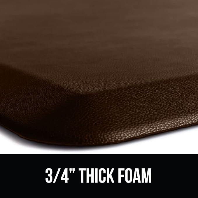 GORILLA GRIP Comfortable Cushioned Kitchen Mats for Floor, 70x24, Waterproof and Stain Resistant Soft Top, 3/4 Inch Thick Ergonomic Standing Desk Anti Fatigue Mat, Foam Supports Ankles, Chocolate