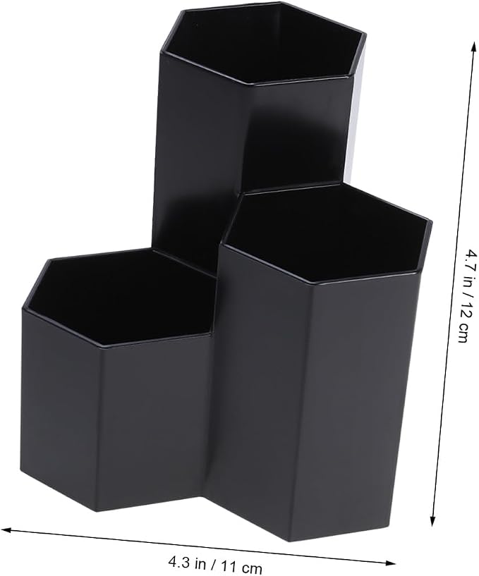 Desk Organizer Pencil Holder, Black Hexagon Pencil Holder Multifunctional Pen Holder Makeup Holder Organizer for Home Office School Classroom, 1 Pack