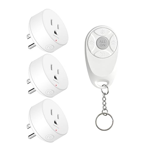 Remote Control Outlet,Greencycle Remote Light Switch and 3 Plugs,Wireless Light Switch,500ft Range,No Wiring Needed,15A/1500W for Household Appliances,FCC Certified,White