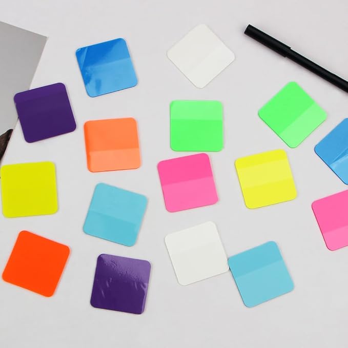160 Sheets Transparent Sticky Notes - Colored, Clear, Waterproof Notepad - Adhesive Memo Pads for Annotating Books & School Supplies
