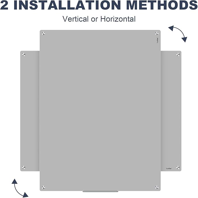 Magnetic Glass Whiteboard, TANKEE 48 x 36 Inches Glass Dry Erase Board Large White Board for Wall, Gray Frameless Whiteboard for Office School Home Classroom