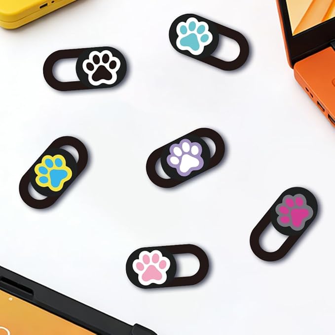 6Pcs 6 Styles Paw Print Cute Laptop Camera Cover 0.04 Inch Privacy Guard Accessories, Webcam Cover Slide Ultra Thin Protector Blocker for Desktop Computer Tablet Notebook Mini PC Office Use