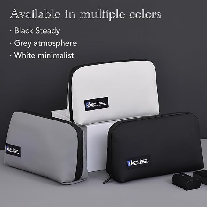 Electronics Organizer Bag, Travel Digital Storage Pouch for Cable, Cord, Earphone, USB Flash Drive, Power Bank, Hard Drive, Portable Tech Travel Case with Multi-Compartment (White)