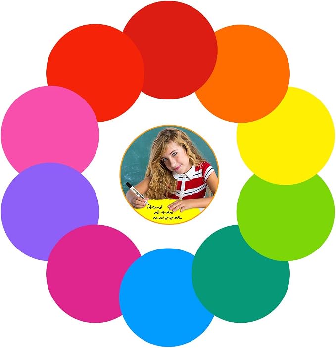 Colorful Dry Erase Dots Circles Whiteboard Marker Removable Stickers Spots Wall Decals for School Classroom Teachers Students Table & Desk, 10 Pack