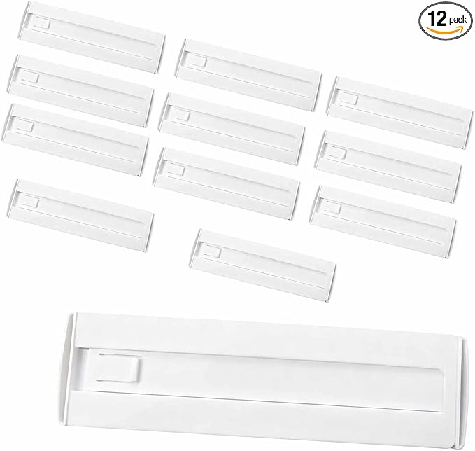 12 Pack Drawer Dividers for Clothes, 3.15" High 11.34"-19.69" Adjustable Expandable Dresser Drawer Organizer, Clear Plastic Separators for Dresser, Baby Clothing, Underwear, Cosmetic