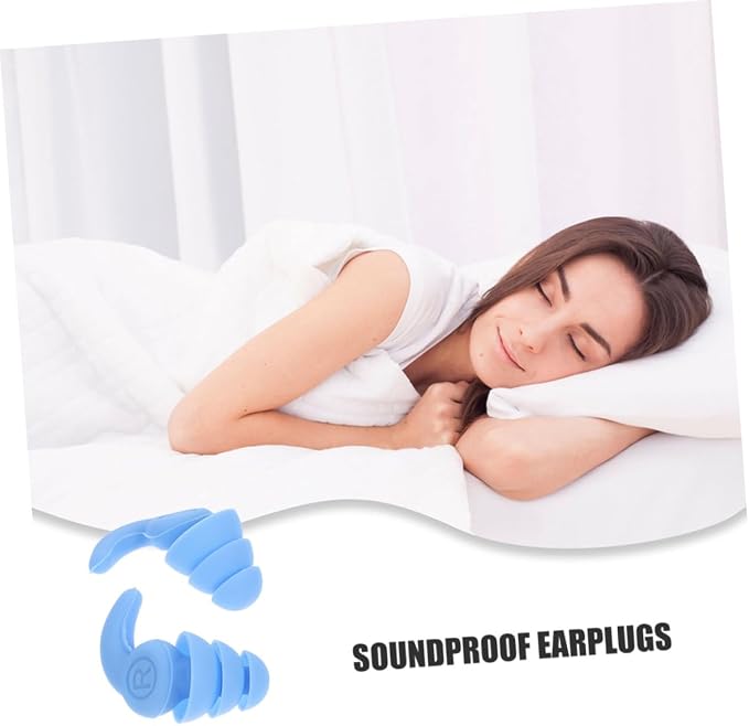 Advanced Silicone Noise Cancelling for Sleeping and Concerts, Waterproof 3-Layer Sound Blocking for Students and Travel, 2 Pairs Black Blue