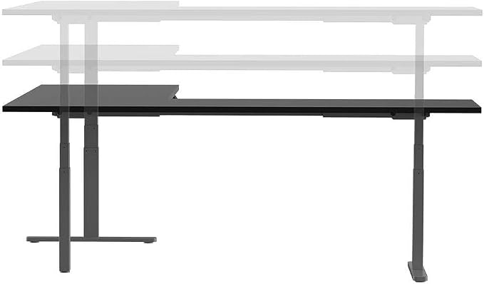 Monoprice Triple-Motor Sit-Stand Corner Desk Frame - Height-Adjustable, L-Shaped, Gray - Workstream Collection