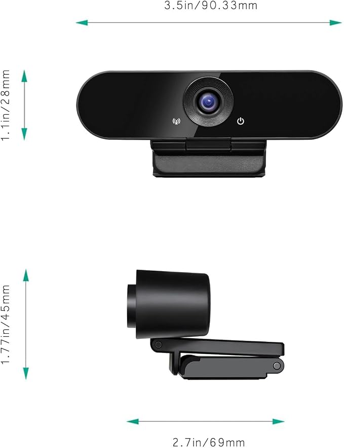 1080p Webcam with Dual Stereo Microphones & Privacy Cover, Full HD USB Desktop Web Computer Camera with Auto Light Correction for Video Conferences, Compatible with Windows & Mac, PC & Laptop