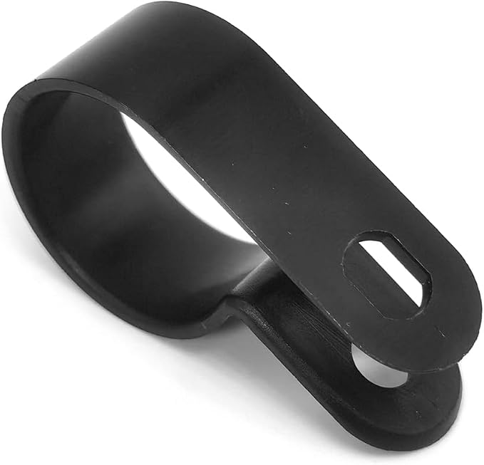 Cable Clamp R-Type Cable Clip Wire Clamp 3/4" Nylon Screw Mounting Cord Fastener Clips with Screws for Wire Management - Black - 50 Pcs