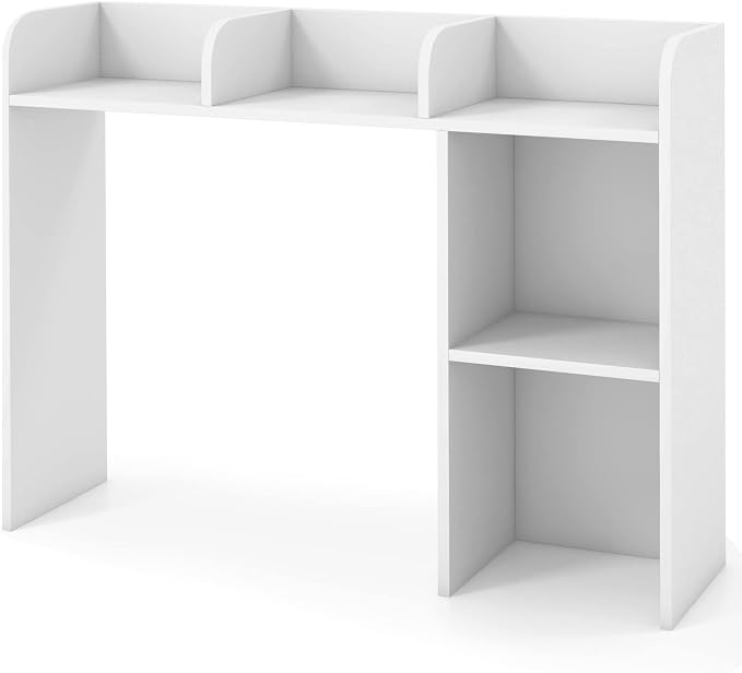 Tangkula Desktop Bookshelf, Countertop Storage Hutch with 5 Shelves for Computer Desk, Desk 3-Tier Display Rack, Multipurpose Wood Desktop Hutch Storage Organizer for Dorm Office Home