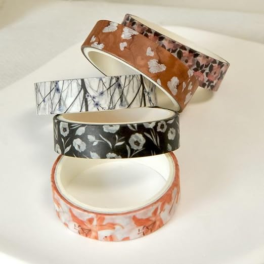 Flowers Washi Tape Set 60 Rolls Floral Patterns Decorative Skinny Blooms Masking Tapes for Arts, DIY Crafts, Journals, Planners, Scrapbook, Wrapping (Spring)