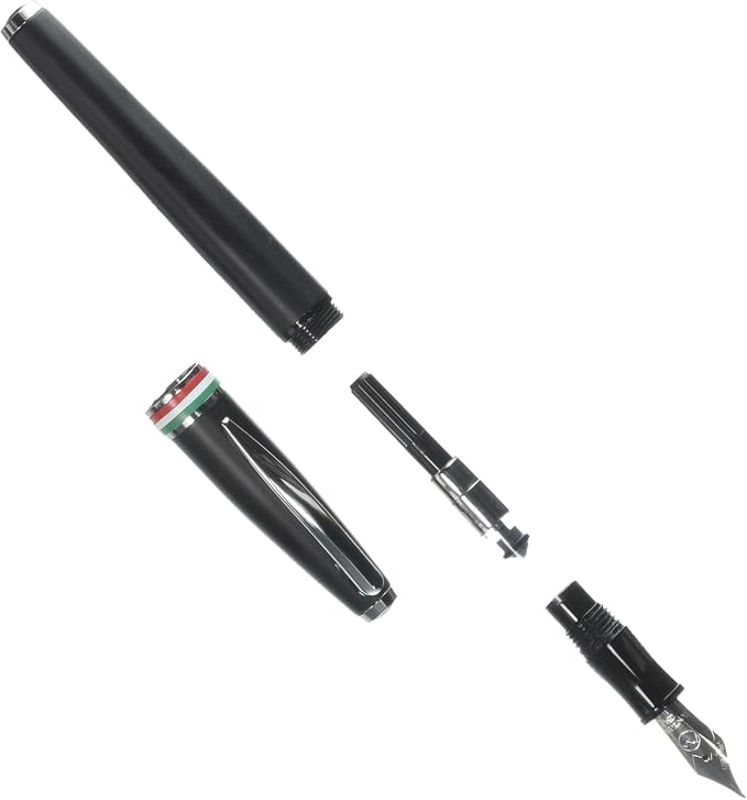 Monteverde USA Aldo Domani Italia Fountain Pen Matte Black - Fine Nib - Luxury Writing Pen - Italian Design - JoWo Stainless Steel Nib - Smooth Ink Flow - Refillable - Gift Box Included