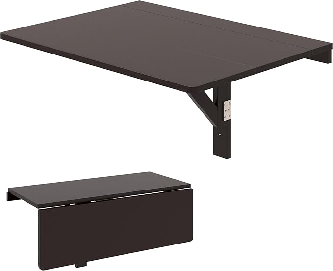 Tangkula 31.5" Wall Mounted Folding Desk, Drop-Leaf Floating Desk with Spacious Surface, Space-Saving Foldable Wall Table for Study, Bedroom, Bathroom, Balcony & Small Spaces