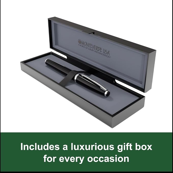 Monteverde USA Aldo Domani Rollerball Pen - Black, Smooth Writing, Italian-Inspired Design