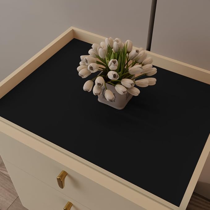 Night Stand Cover for Top - 12x24 Inch Waterproof Easy to Clean Can Conceal Flaws Protector The Table Top from Scratches Used for Dining (Black+Black 12x24)