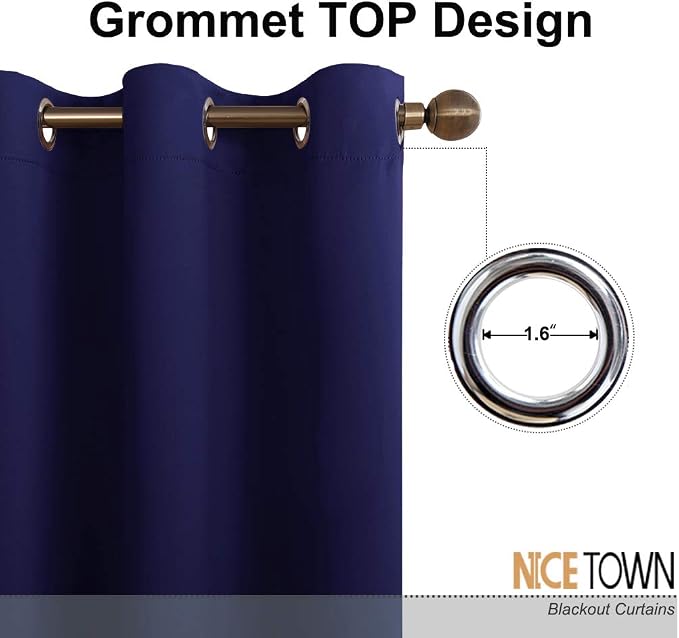 NICETOWN Blackout Wide Sliding Door Curtains - Insulated Noise Reduction Drapes, Privacy Vertical Blind for Living Room & Bedroom (Dark Blue, W100 x L95 inches)