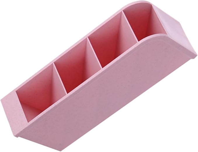 4-Grid Vertical Desk Organizer, Plastic Pen Holder | Pencils & Markers & Pens | Multifunctional Stationery Caddy | School Home Office(Pink)