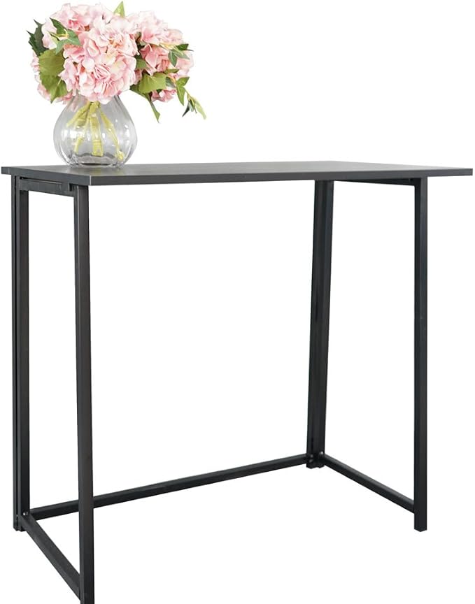 Folding Desk, 31.5" Small Foldable Desk for Small Spaces, Space Saving Computer Table Writing Workstation Table for Home Office, Easy Assembly (Black)