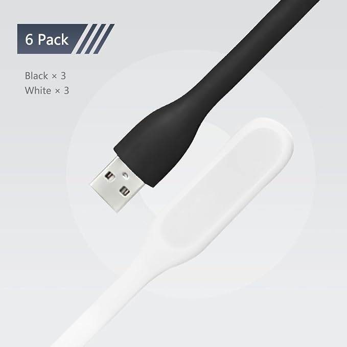 USB LED Light Lamp for Power Bank, Portable Eye Care Mini Night Light with Flexible Arm, USB Gooseneck Reading Lamps Book Light,Compatible for Desktop, Notebook Laptop (10-White)