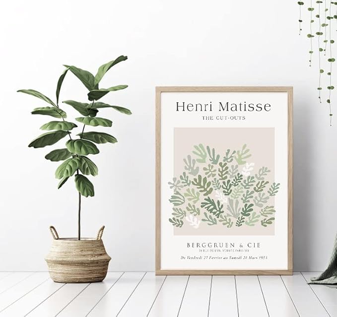 Unframed Sage Green Wall Art Set of 3,12x16IN Abstract Matisse Wall Decor,Quality Canvas Prints Posters Decoration for Bathroom Living Room Bedroom, Unframed