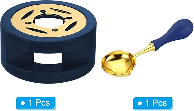 PATIKIL Wax Seal Kit, Seal Warmer With Melting Spoon, Retro Melt Stove Pot Furnace Tool for Sealing Beads Stamp Letter Envelope, Blue