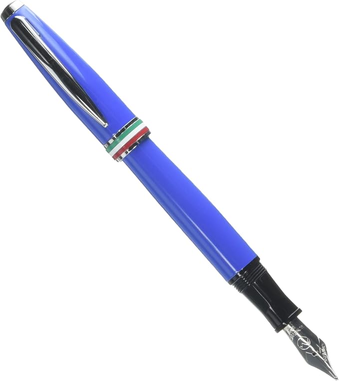 Monteverde USA Aldo Domani Italia Fountain Pen Exotic Blue - Broad Nib - Luxury Writing Pen - Italian Design - JoWo Stainless Steel Nib - Smooth Ink Flow - Refillable - Gift Box Included