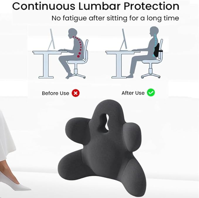 Lumbar Support Pillow for Office Chair, Back Pillow Lumbar Support for Car, Chair, Sofa - Improve Lower Back Pain Relief & Sitting Posture, Memory Foam Back Cushion for Long Sitting (B-Green)