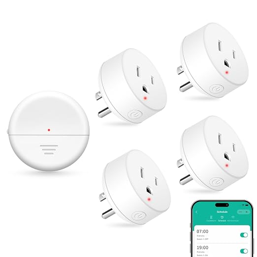 NineLeaf Wireless Motion Sensor WiFi Outlet 260FT Remote Smart Switch | App Control, Adjustable Sensing Mode, WIFI Auto Control Lights Fan Appliances, No Wiring,Garage,1Sensor 4Plugs
