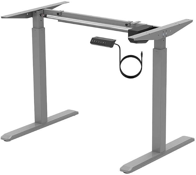 Monoprice Height Adjustable Sit-Stand Riser Table Desk Frame - with Electric Single Motor, Compatible with Desktops from 39 Inches Up to 63 Inches Wide, Grey - Workstream Collection