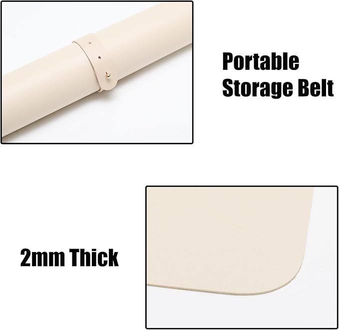 PU Leather Keyboard Mouse Pad 12x24 Inch Non-Slip Desk Protector Mat for Vanity Makeup Laptop, Light Apricot