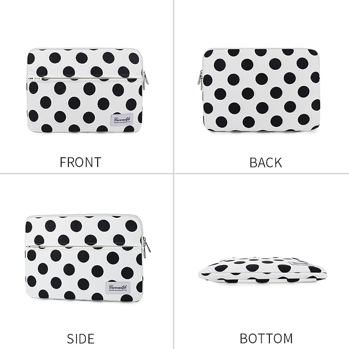 Canvaslife Waterproof 13-Inch Laptop Sleeve with Pocket for 13.3-Inch Laptop and MacBook Air/Pro 13 (Black Dot Pattern)
