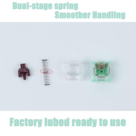 Gateron Jade Series Dual-Stage Spring Pre Lubed Switches Brown V3 Pro,3-Pin 55gf Tactile/RGB/LED Switches for Mechanical Keyboard（Brown,36pcs）