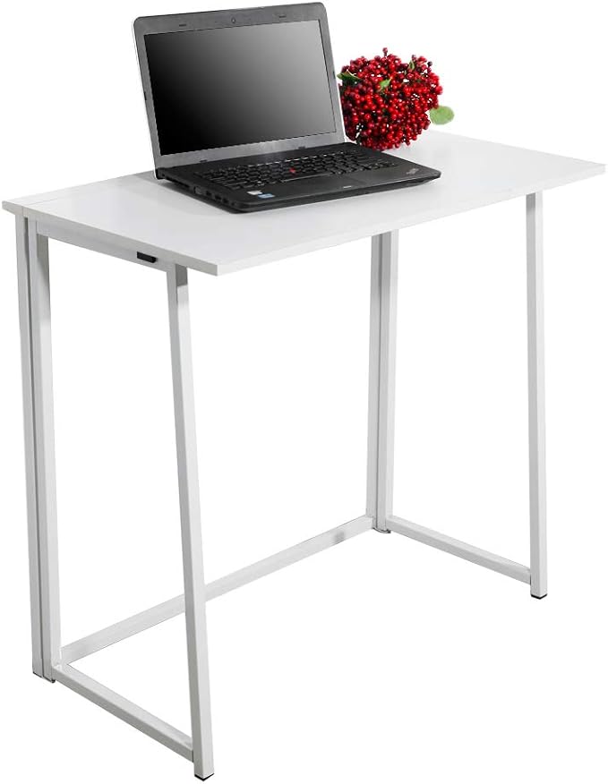 amopacorp Folding Desk, Foldable 31.5" for Small Spaces, Portable Desk for Bedroom, Home Office, Small Table for Camping, Traveling, Space Saving, Easy Assembly, White