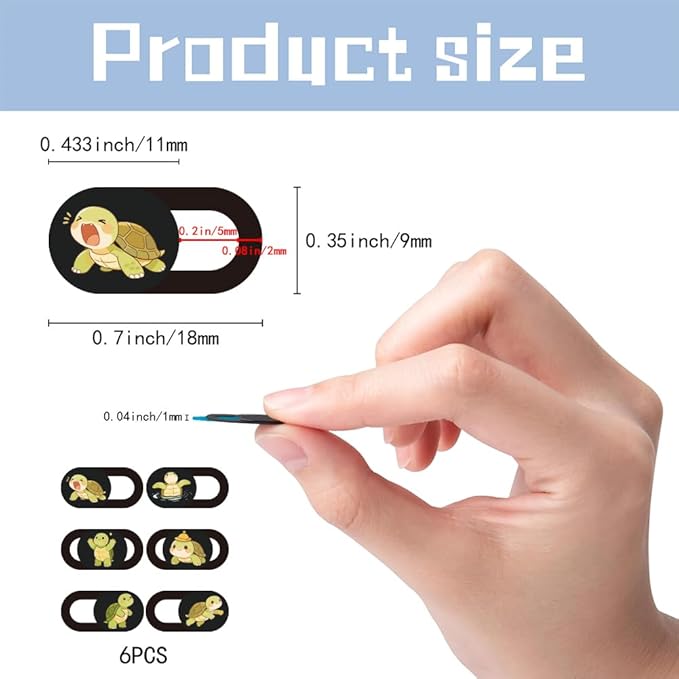6Pcs 6 Styles Turtle Camera Cover Slide Cute Privacy Guard Accessories, 0.04 Inch Ultra Thin Webcam Cover Protector Blocker for Laptop Desktop Computer Tablet Notebook Mini PC Office Use